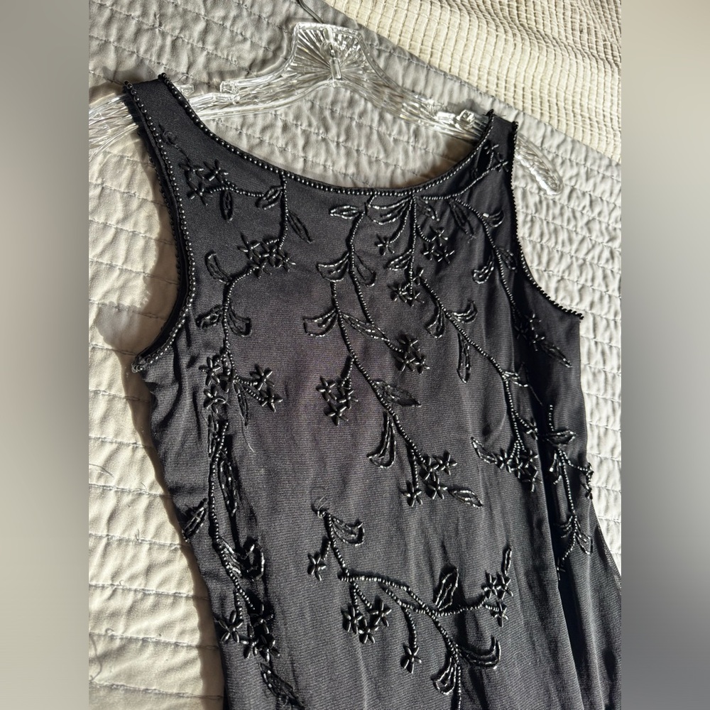 Handbeaded Maxi Dress Vintage Black xs